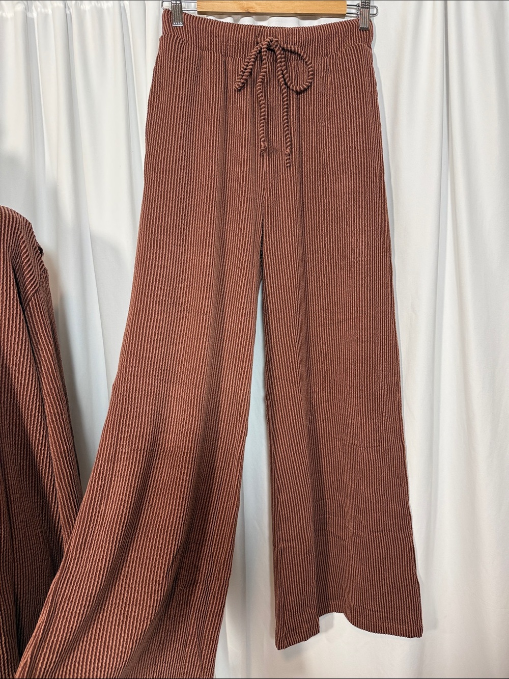 Cozy Cowl-Neck Knit Sweater & Wide-Leg Pants Set - Chocolate - Picture 7 of 9